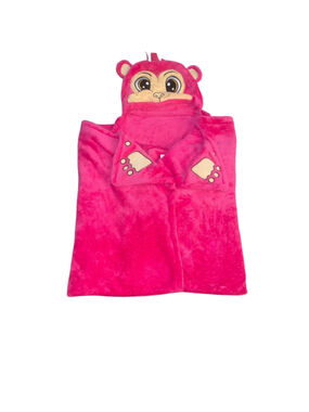 Northpoint Cozy Creatures pink monkey hooded blanket. NWOT